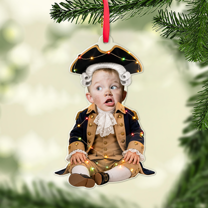Custom Cute Baby Photo USA 250th Anniversary Acrylic Ornament, Newborn Christmas Keepsake Gift 685964