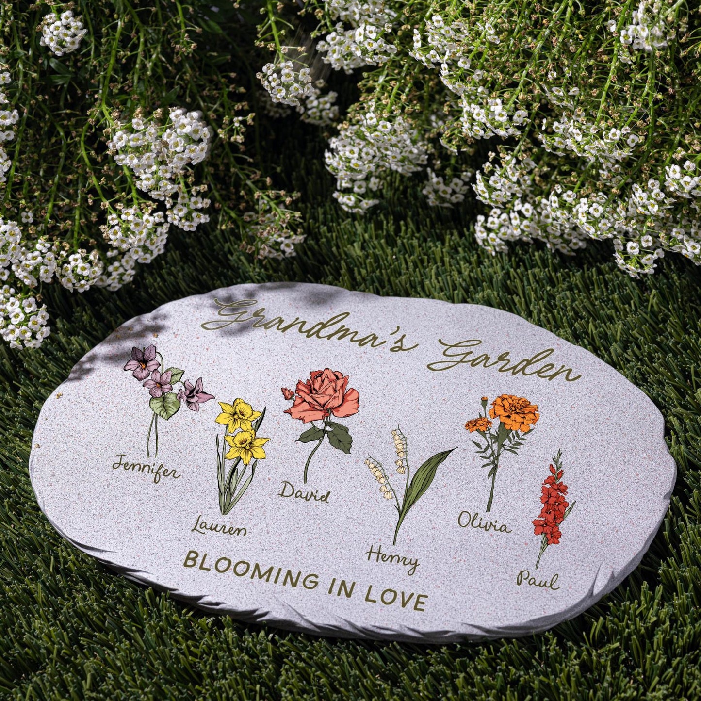 Grandma Garden Stone, Personalized Garden Stone, Custom Birth Flower, Mother's Day Gifts 684784