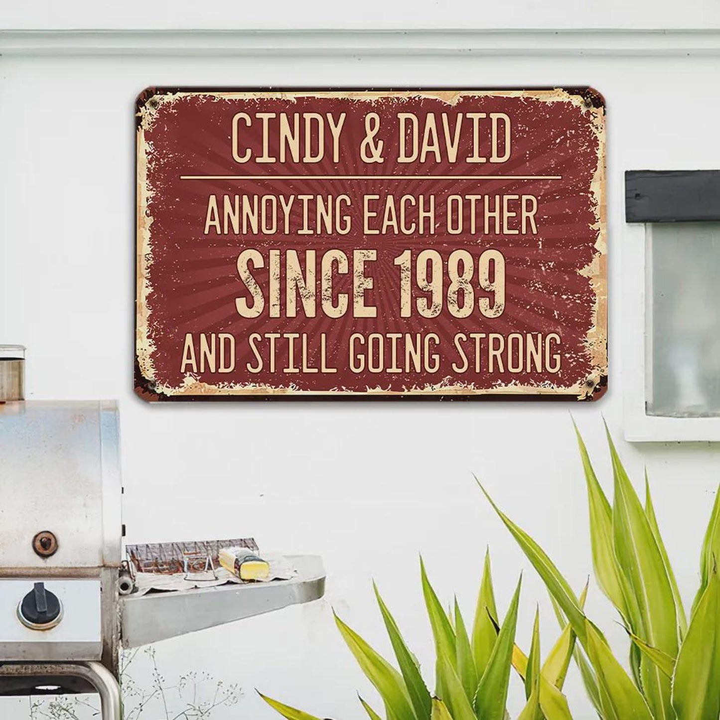 Personalized Annoying Each Other Since Metal Sign | Custom Name And Date Anniversary Wall Decor | Funny Gift For Couple 685496