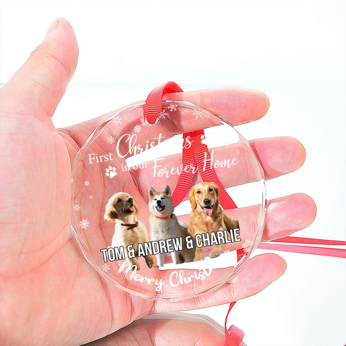 First Christmas in My Forever Home Glass Ornament | Custom Photo Glass Ornament | Personalized Gift For Dog Lovers 682653