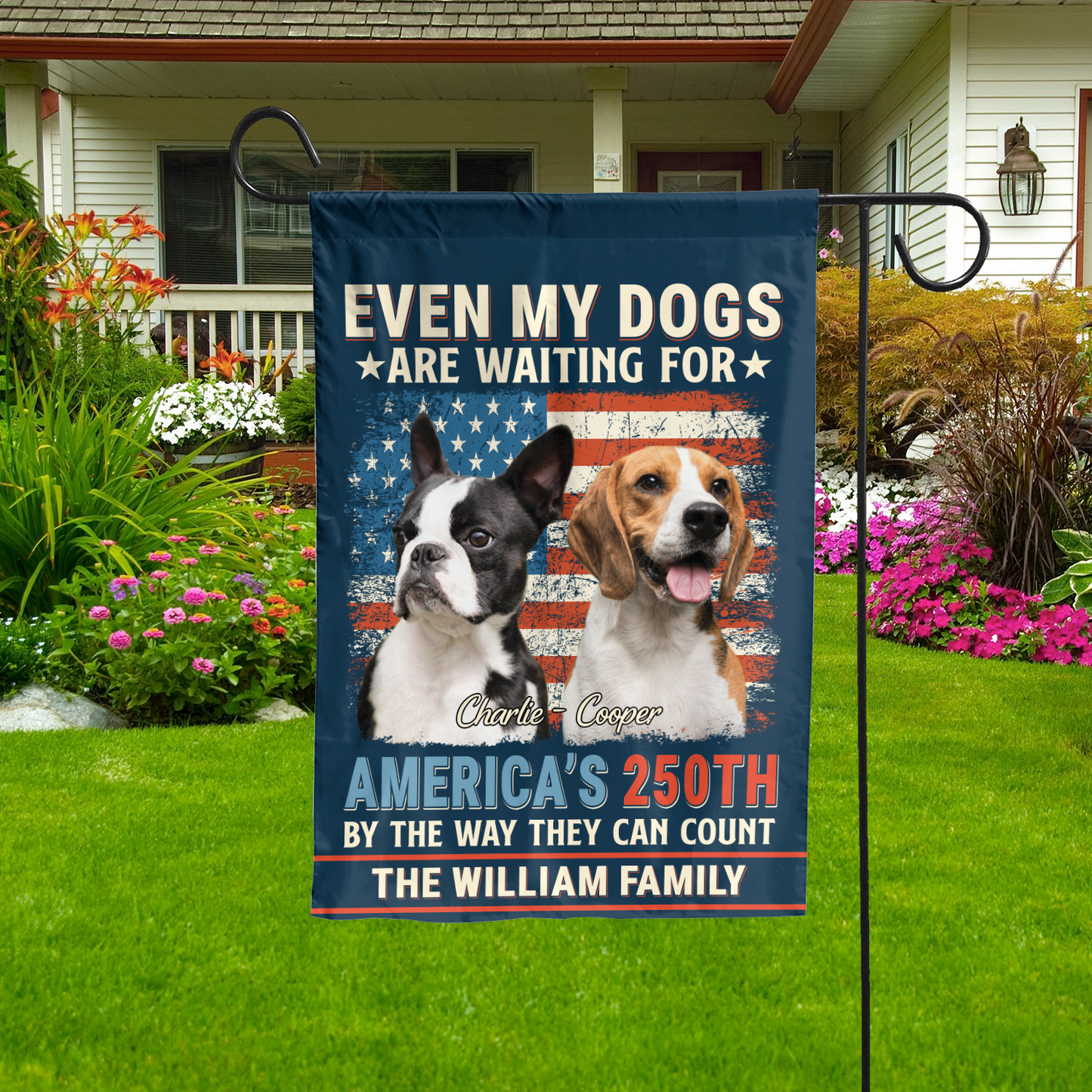 Personalized America 250th Anniversary Garden Flag | Custom Dog Cat Photo, Patriotic Garden Flag 684498