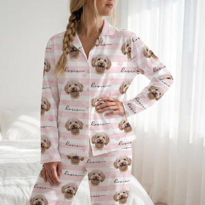Custom Pet Photo Satin Pajamas, Personalized Pet Sleepwear, Cute Gift For Pet Lover 686315 WFD