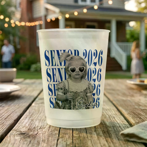 Custom Vintage Childhood Photo Senior 2026 Frosted Cups, Personalized Party Cups, Funny High School Grad Gift 684832