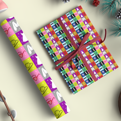 Colorful Pop Art Dolly Parton Christmas Wrapping Paper, Country Music Tribute Paper, Christmas Gift Wrap For Dolly Fan 686300