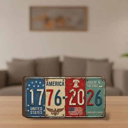 USA 250 Years Anniversary Block Sign | Rustic License Plate Art 1776-2026 Semiquincentennial Decor | 250 Years Of America 684519