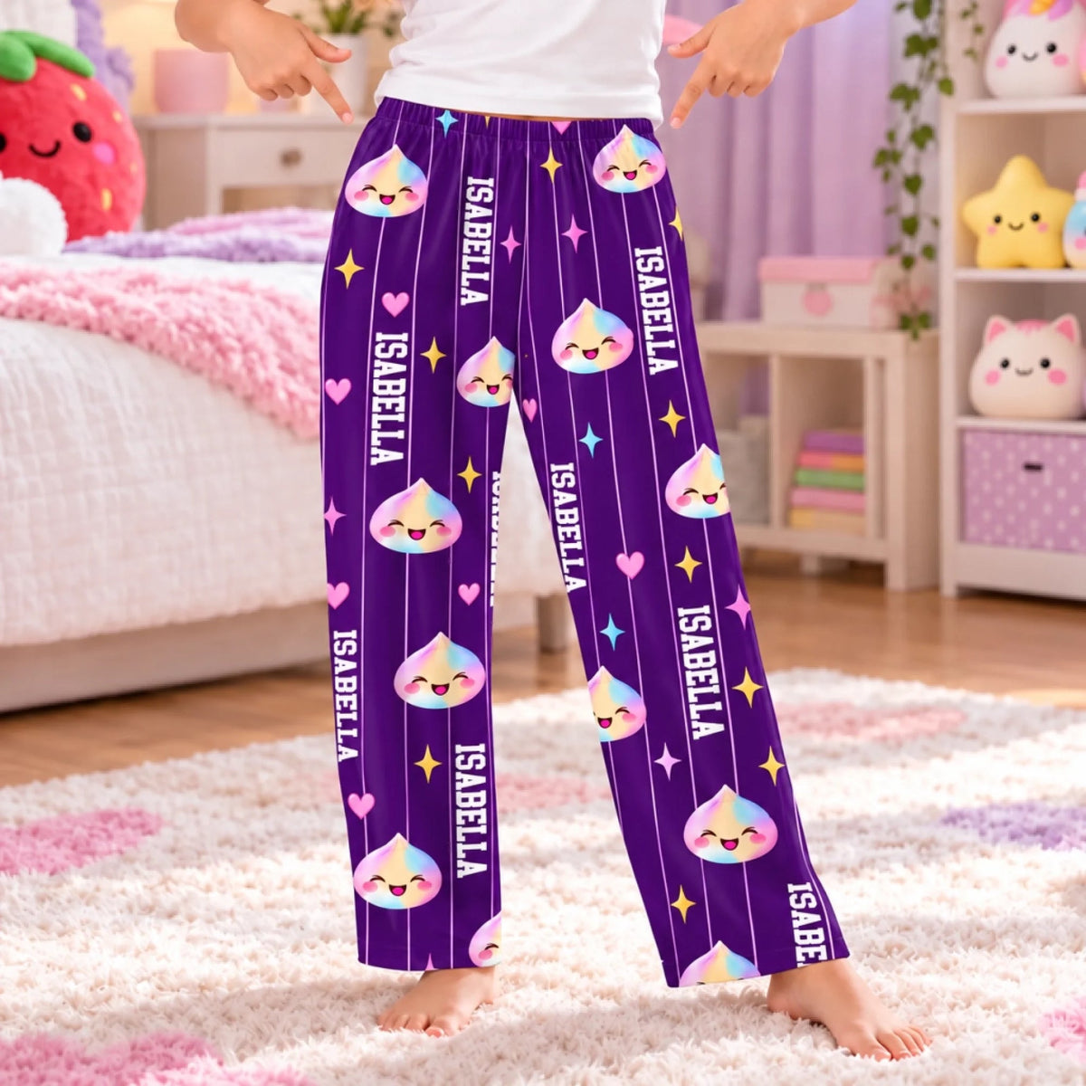 Personalized Squishy Treat Pajama Pants, Custom Name Lounge Pants, Gift For Girl 686670 WFD