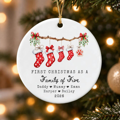 Personalized First Christmas As A Family Ceramic Ornament, Custom Name Keepsake Gift For Family 686843 WFD