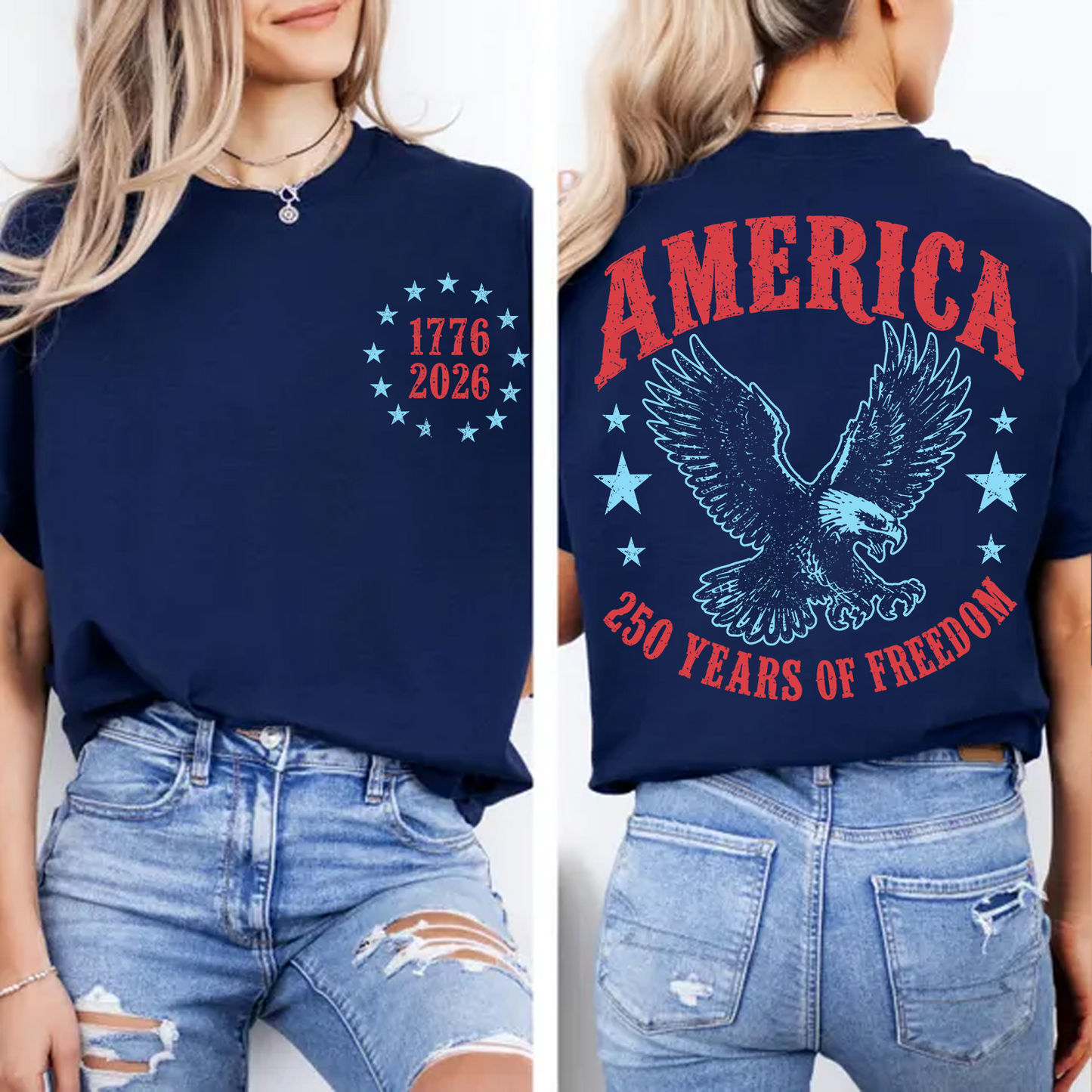 America 250th Anniversary Pocket & Back Dark Shirt, 250 Years Of Freedom Patriotic Tee, 4th Of July Gift 685397