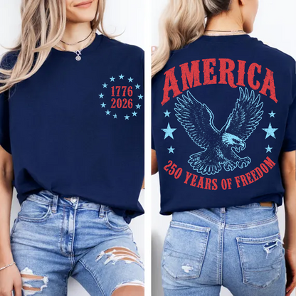 America 250th Anniversary Pocket & Back Dark Shirt, 250 Years Of Freedom Patriotic Tee, 4th Of July Gift 685397