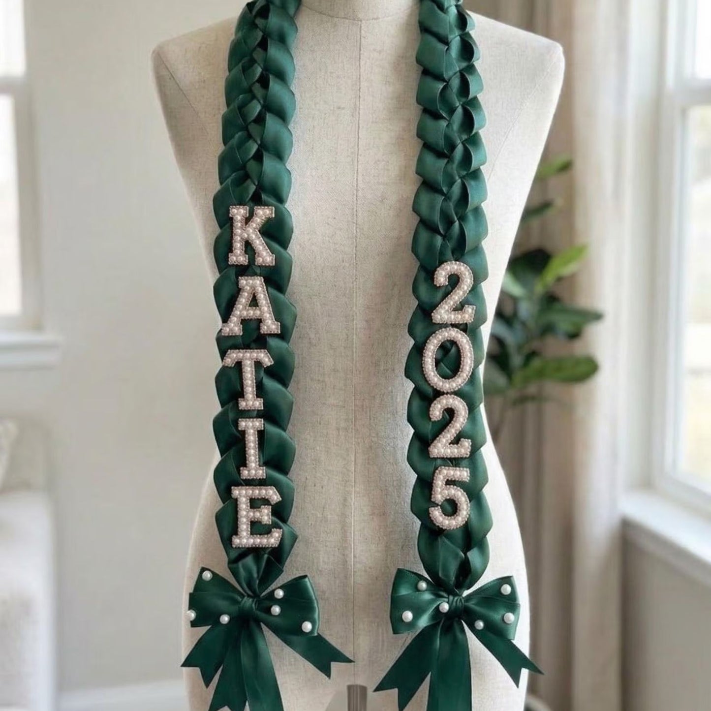 Satin Ribbon Graduation Stole | Personalized Graduation Lei | Custom Name Ribbon Lei | Custom Grad Sash 684890