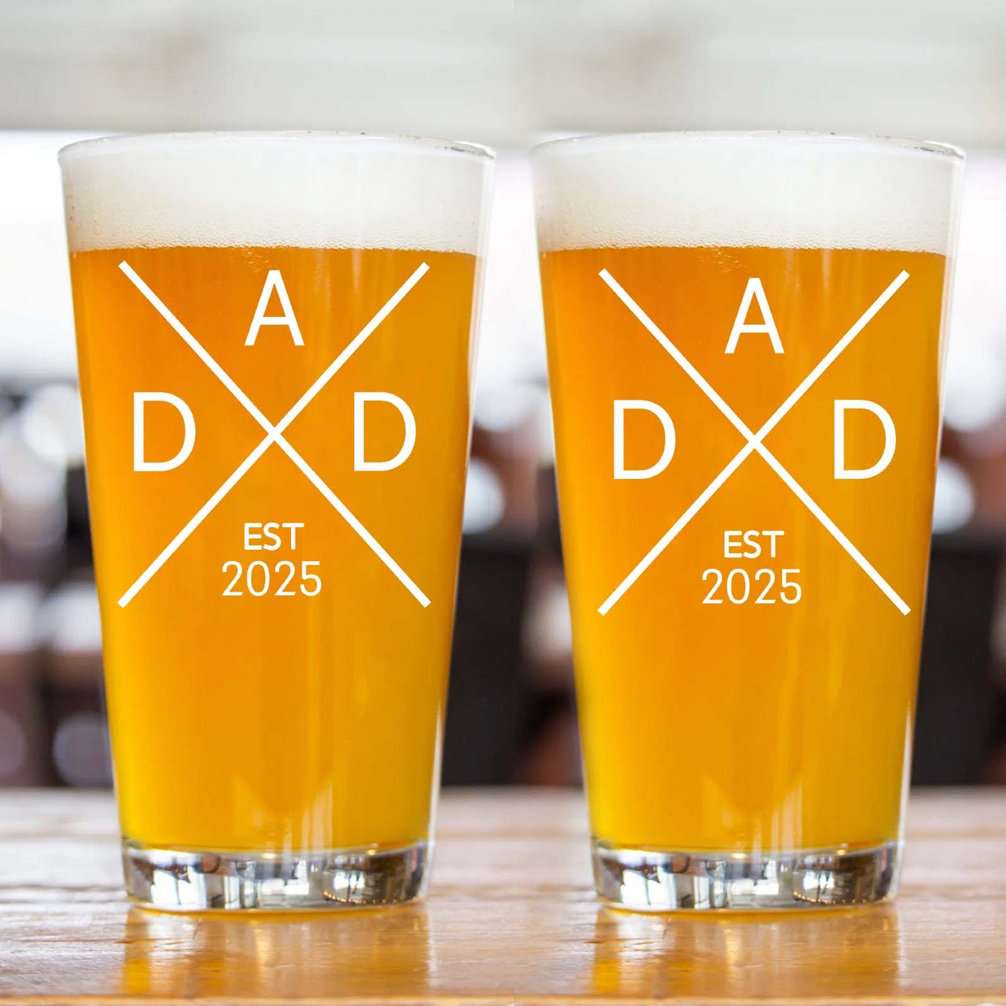 New Dad Beer Glass With EST Year | Custom First Time Dad Gift | Personalized Beer Glass for Father’s Day, Established Daddy Drinkware 682258