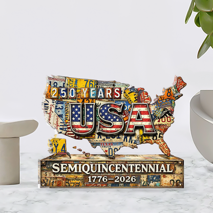 USA 250 Years Anniversary Acrylic Block Plaque | Independence Day Patriotic Acrylic Block 684640