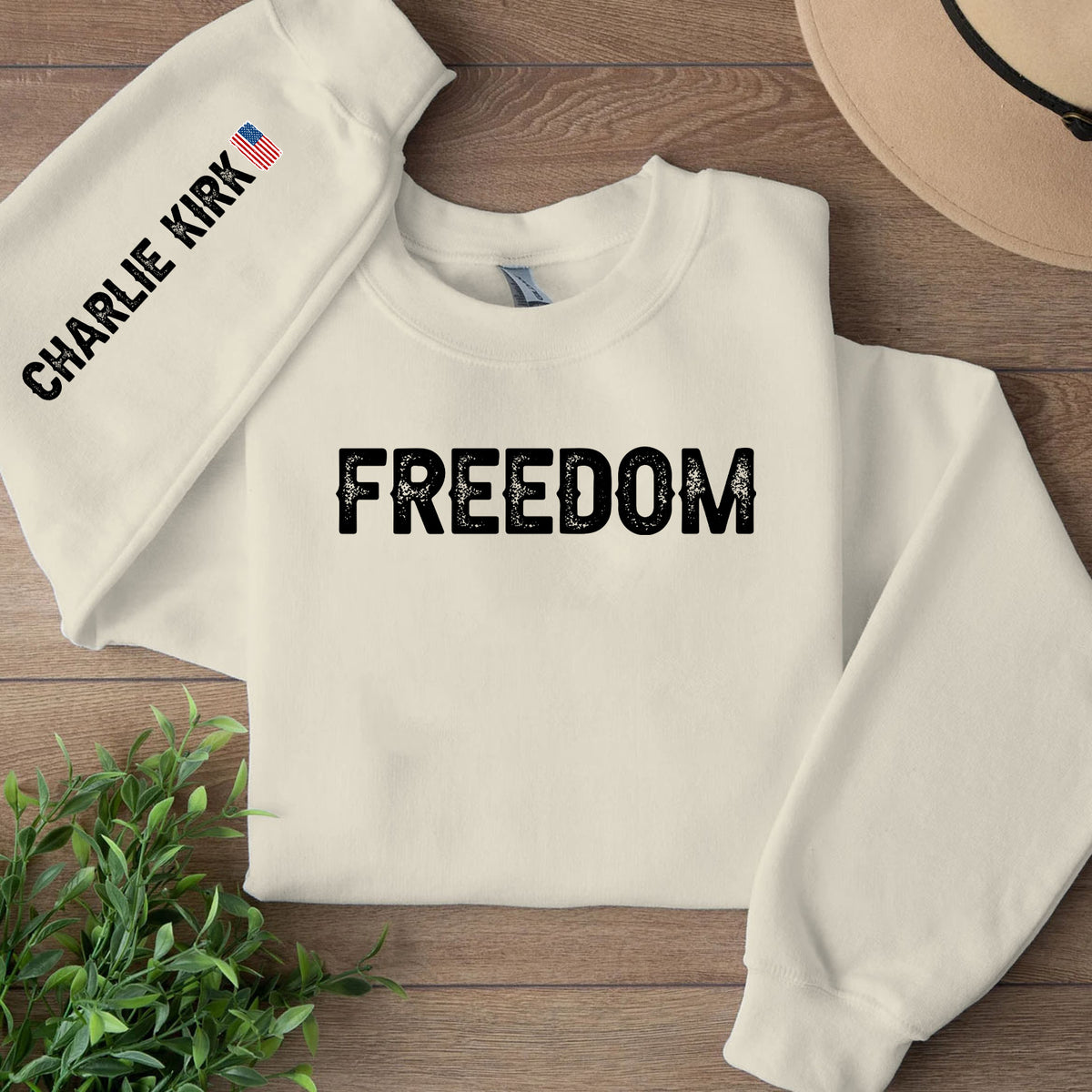 Freedom Charlie Kirk Memorial Sweatshirt | Charlie Kirk Sleeve Right Print Tribute Sweater 682958