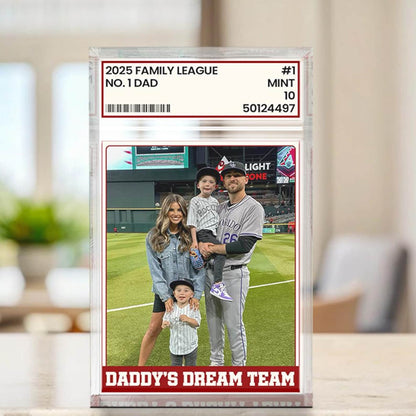 Custom Photo Trading Card Style Acrylic Block Plaque | Father's Day Gift For Baseball Dad, Husband Gifts, #1 Dad Sports, Dad Gifts 685152