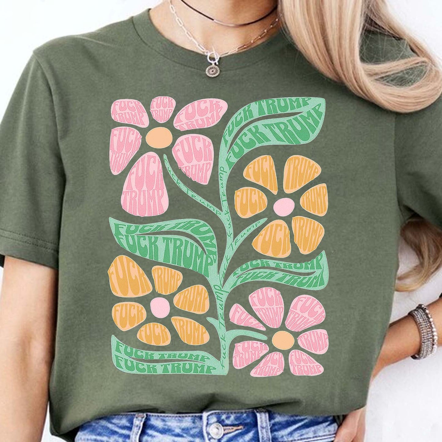 Subtle Floral 8647 Anti Trump Shirt – Progressive Fuck Trump Tee For Democrats And Pro-Democracy Supporters Dark Shirt 682197