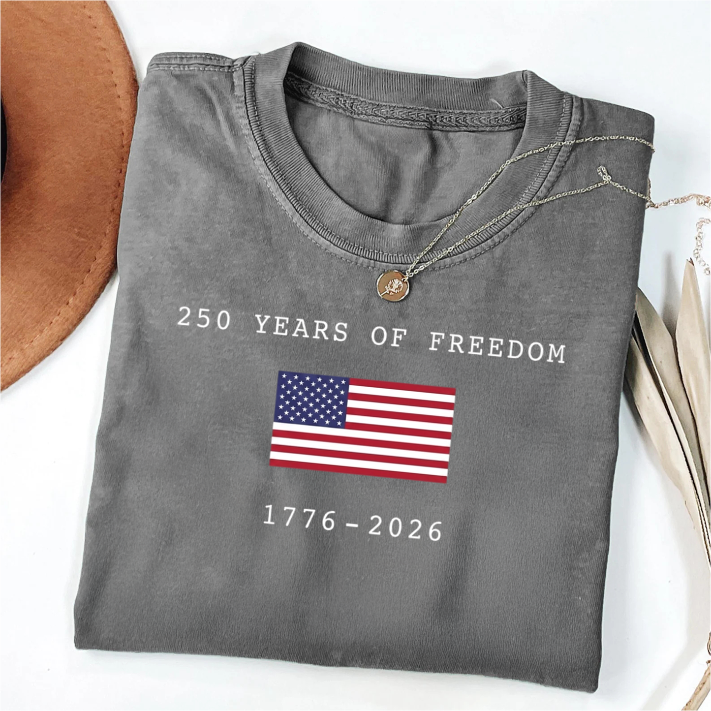 Personalized America 250 Years Of Freedom Comfort Colors Shirt | USA 250th Anniversary T-Shirt | Patriotic USA Flag Tee 685205
