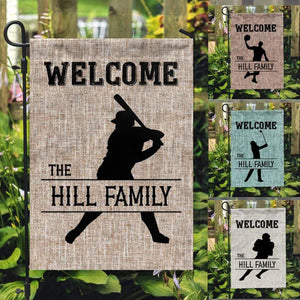 Welcome To The Sport Players House Baseball Personalized Custom Garden Flag