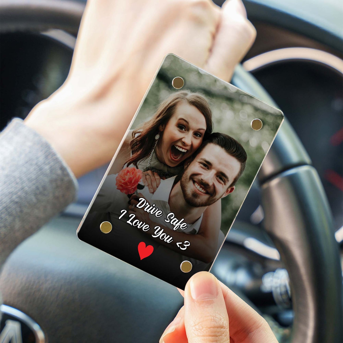 Custom Photo Drive Safe I Love You Couples | Personalized Custom Car Visor Clip 683289