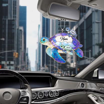 Personalized Sea Turtle Car Ornament | Custom Name Ornament Mother's Day Gift For Grandma Mom 684810