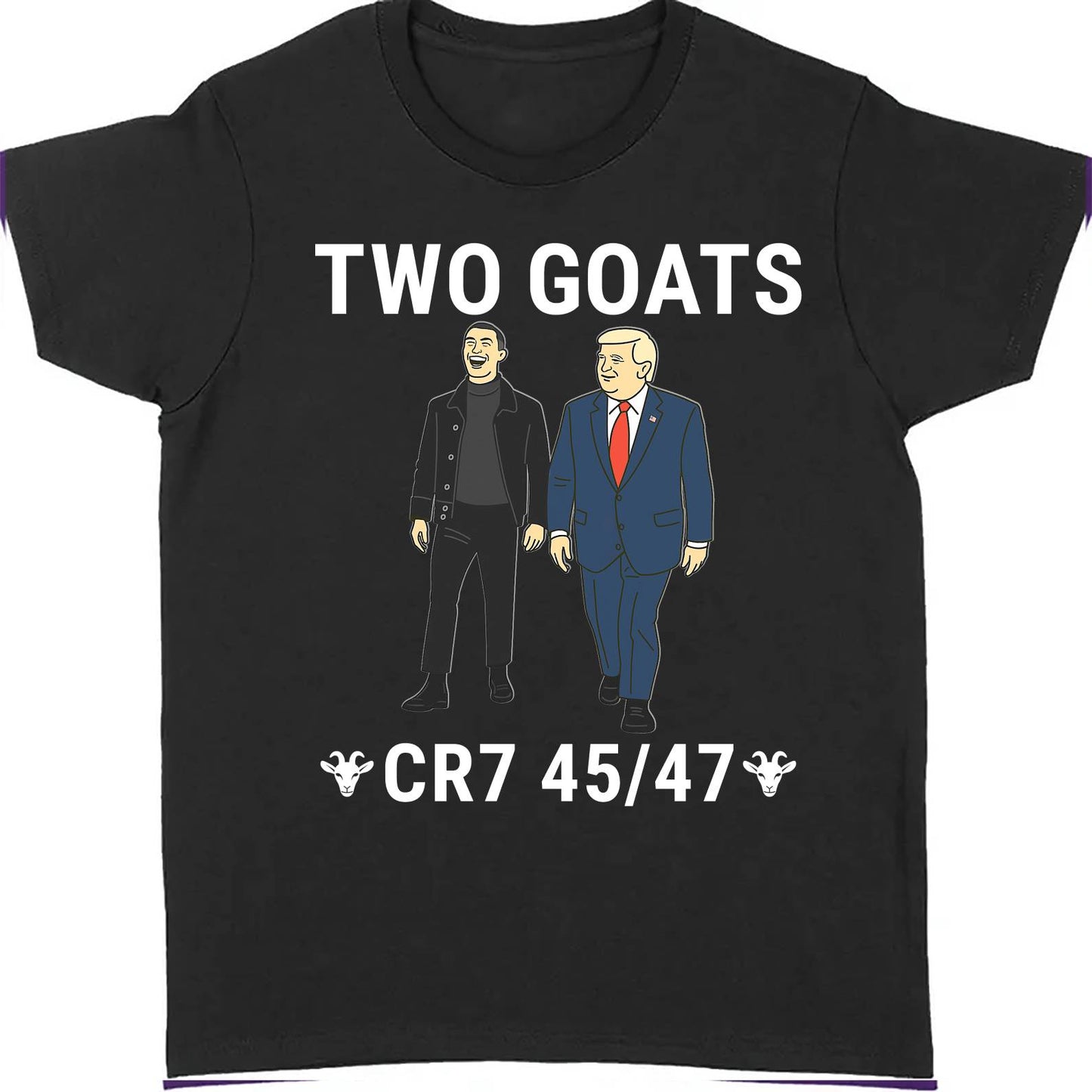 Trump Ronaldo Two Goats Shirt | MAGA Trump CR7 Meme Dark Shirt | 45/47 Political Pop Art T-Shirt 683736 - GOP