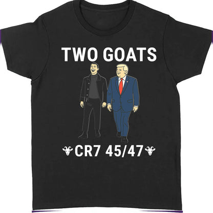 Trump Ronaldo Two Goats Shirt | MAGA Trump CR7 Meme Dark Shirt | 45/47 Political Pop Art T-Shirt 683736 - GOP