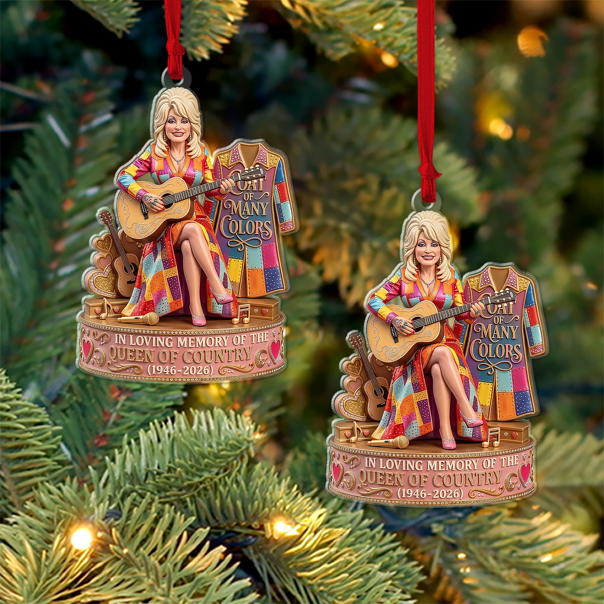 Coat Of Many Colors Dolly Parton Memorial Acrylic Ornament, Queen Of Country Christmas Ornament 686199