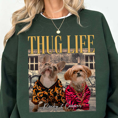 Thug Life Live Preview Custom Your Pets Tee | Retro Vintage Portrait Bootleg shirt | Personalized with Your Own Dog or Cat Photo 683448