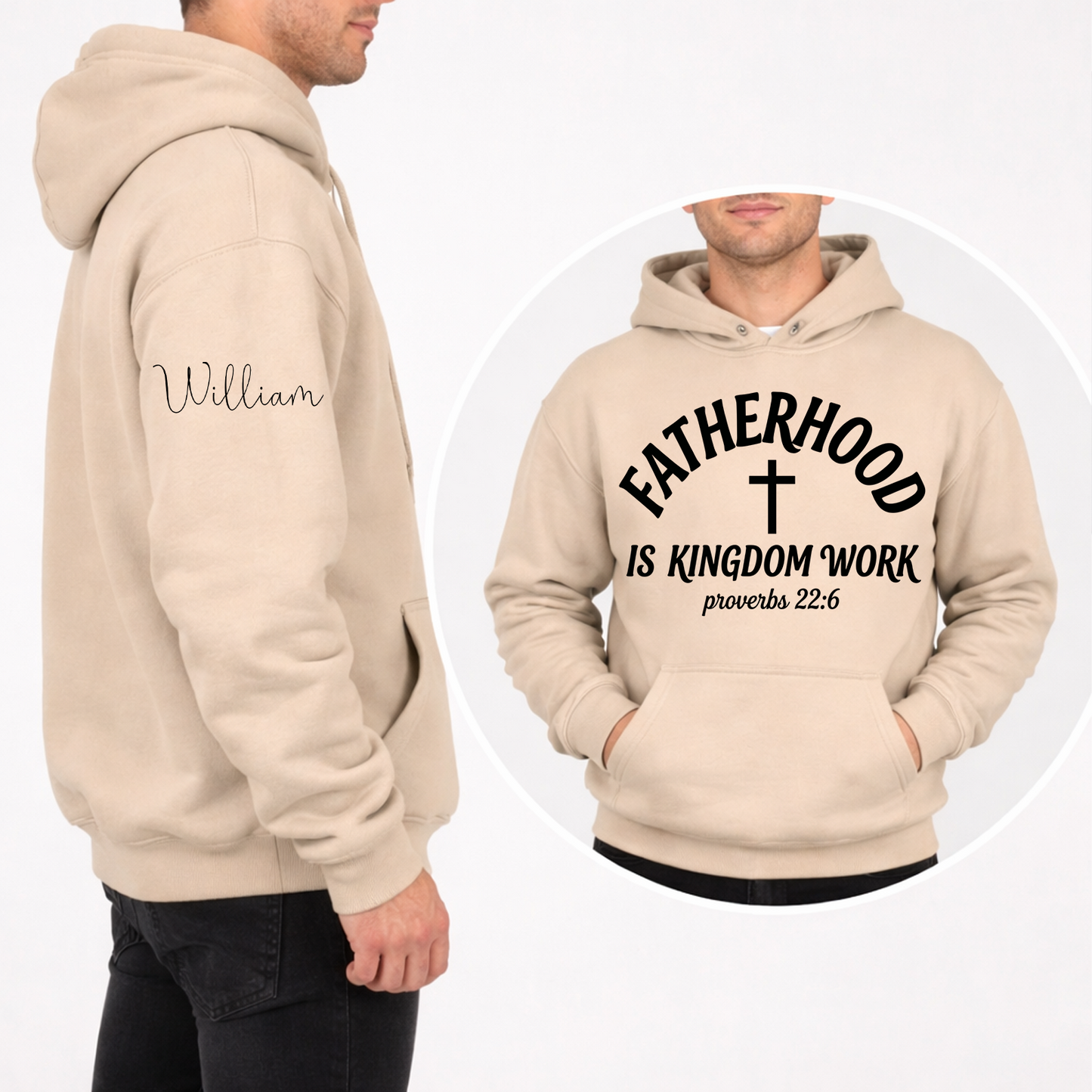 Fatherhood Is Kingdom Work | Personalized Father's Day Bright Shirt | Custom Name Front & Sleeve Shirt 685068