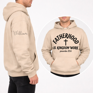 Fatherhood Is Kingdom Work | Personalized Father's Day Bright Shirt | Custom Name Front & Sleeve Shirt 685068