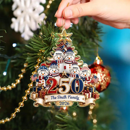 Personalized USA 250th Anniversary Acrylic Ornament, Patriotic Christmas Ornament, Holiday Gift For Family 686335 WFD