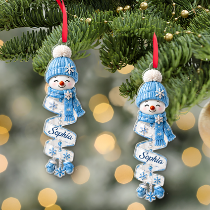 Personalized Christmas Snowman Spiral Acrylic Ornament, Custom Name Christmas Ornament, Gift For Family 686167