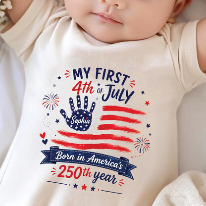 Personalized My First 4th Of July Baby Bodysuit, Born In America’s 250th Year Kids T-Shirt, Patriotic 4th Of July Gift 685439 WFD