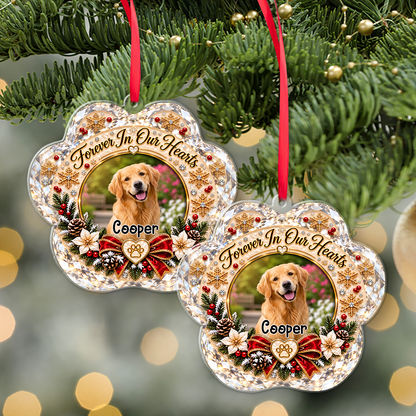 Custom Photo Forever In Our Hearts Acrylic Ornament, Personalized Christmas Gift For Dog Lover 686730