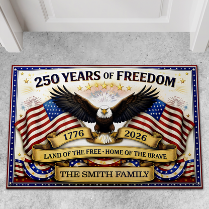 Personalized America 250 Years Of Freedom Doormat | Patriotic Anniversary Eagle House Decor 684663