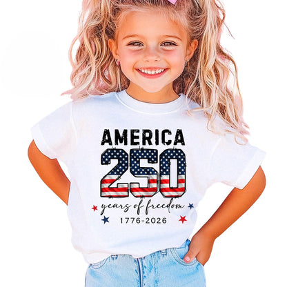 America 250 Years Of Freedom Kid Shirt, USA 250th Anniversary Tee, Patriotic 4th Of July Shirt 685200