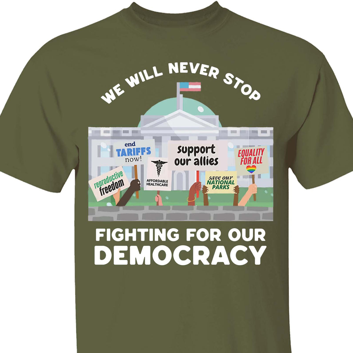 We Will Never Stop Fighting Shirt – 8647 Anti Trump And Resist MAGA Shirt, Political Activism Dark Shirt 682220