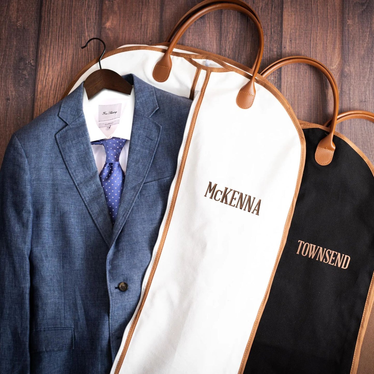 Custom Name Suit Bag, Personalized Embroidery Suit Bag, Leather Handle Garment Bag, Gift For Groomsmen 684930