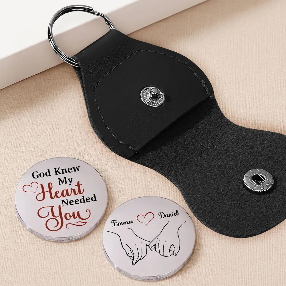 Personalized Only God Knew My Heart Needed You Pocket Hug Coin | Custom Couple Name Leather Keychain Pouch 686664 WFD