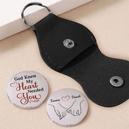 Personalized Only God Knew My Heart Needed You Pocket Hug Coin | Custom Couple Name Leather Keychain Pouch 686664 WFD