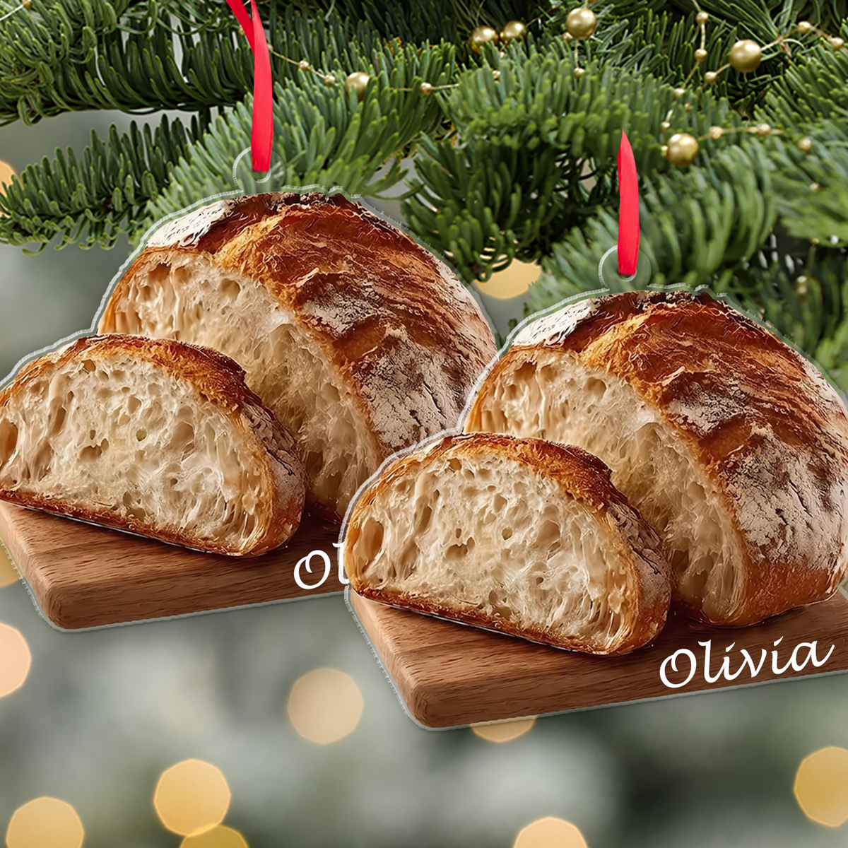Personalized Sourdough Bread Acrylic Ornament, Custom Name Christmas Gift For Bread Lover 686378