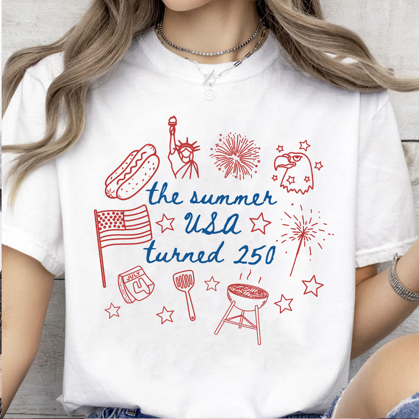 USA 250th Anniversary Bright Shirt, The Summer USA Turned 250 Tee, Patriotic 4th Of July Gift 685361