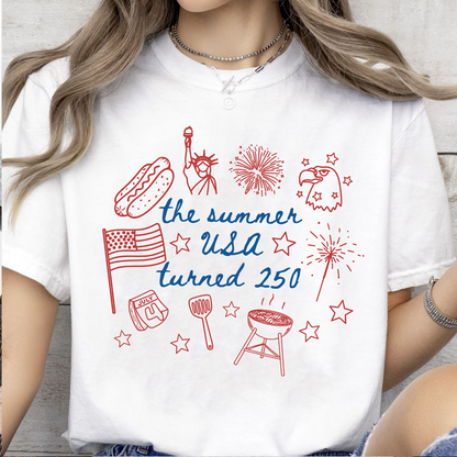 USA 250th Anniversary Bright Shirt, The Summer USA Turned 250 Tee, Patriotic 4th Of July Gift 685361