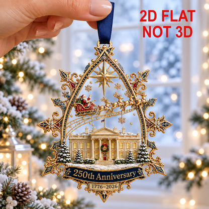 250 Years of America Metal Ornament, White House Santa Christmas Ornament, 1776–2026 Keepsake 686615 WFD