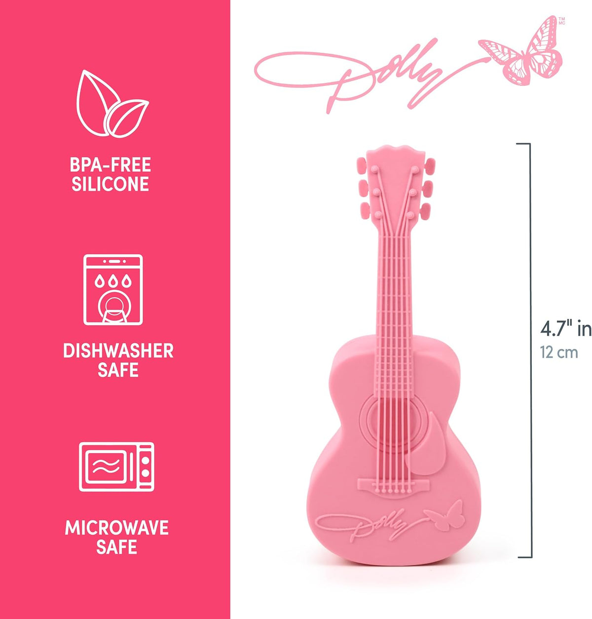 Pink Guitar Tea Infuser, Bpa-Free Silicone Loose Leaf Steeping Tool with Signature Dolly Logo