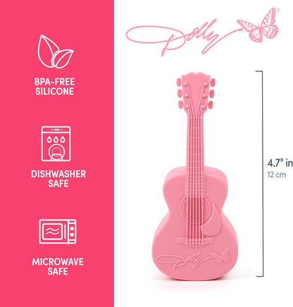 Pink Guitar Tea Infuser, Bpa-Free Silicone Loose Leaf Steeping Tool with Signature Dolly Logo