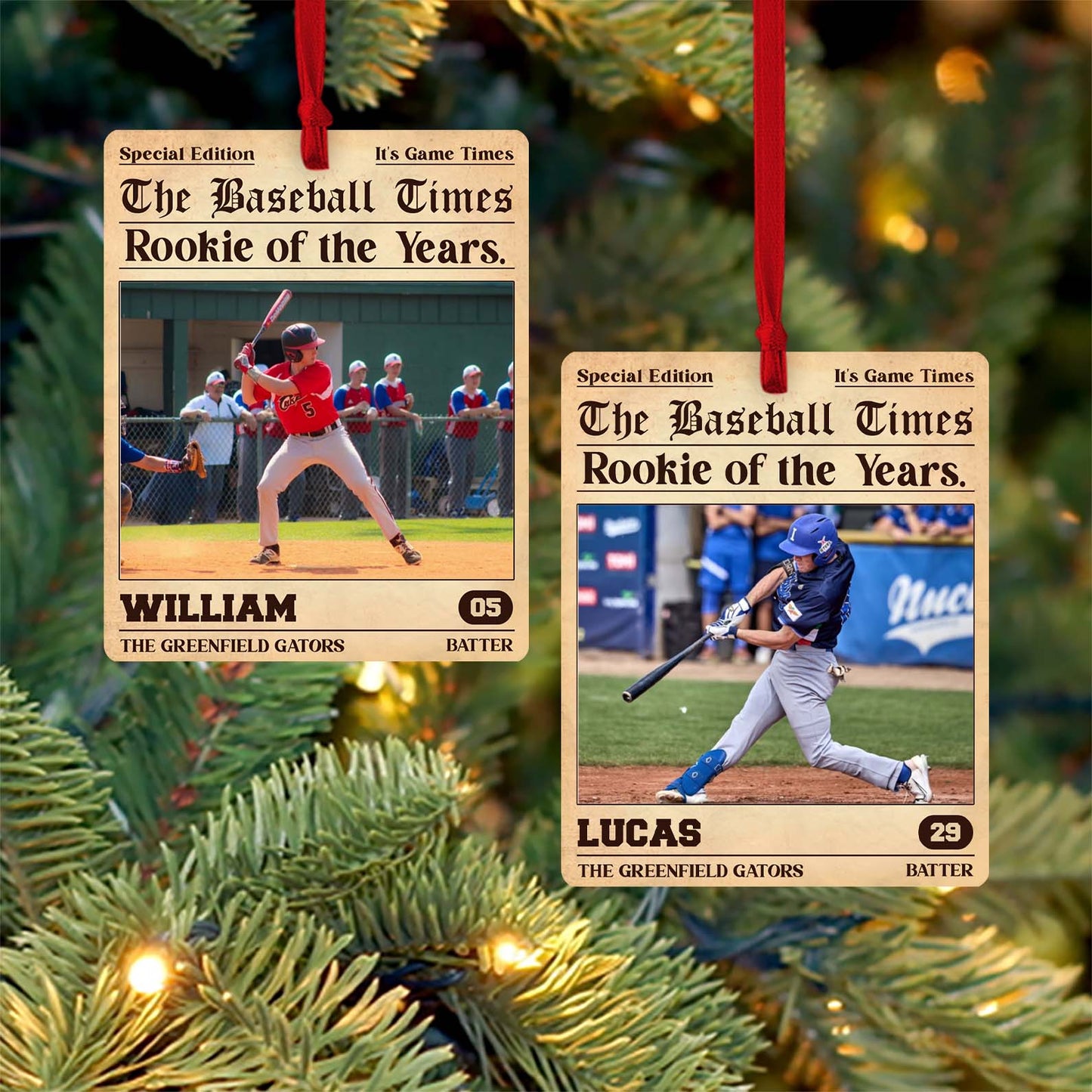 Personalized Rookie of the Year Baseball Wood Ornament | Custom Baseball Photo Ornament 682723