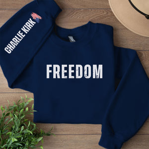 Freedom Charlie Kirk Memorial Sweatshirt | Charlie Kirk Sleeve Right Print Sweater | Human Rights Apparel 682917