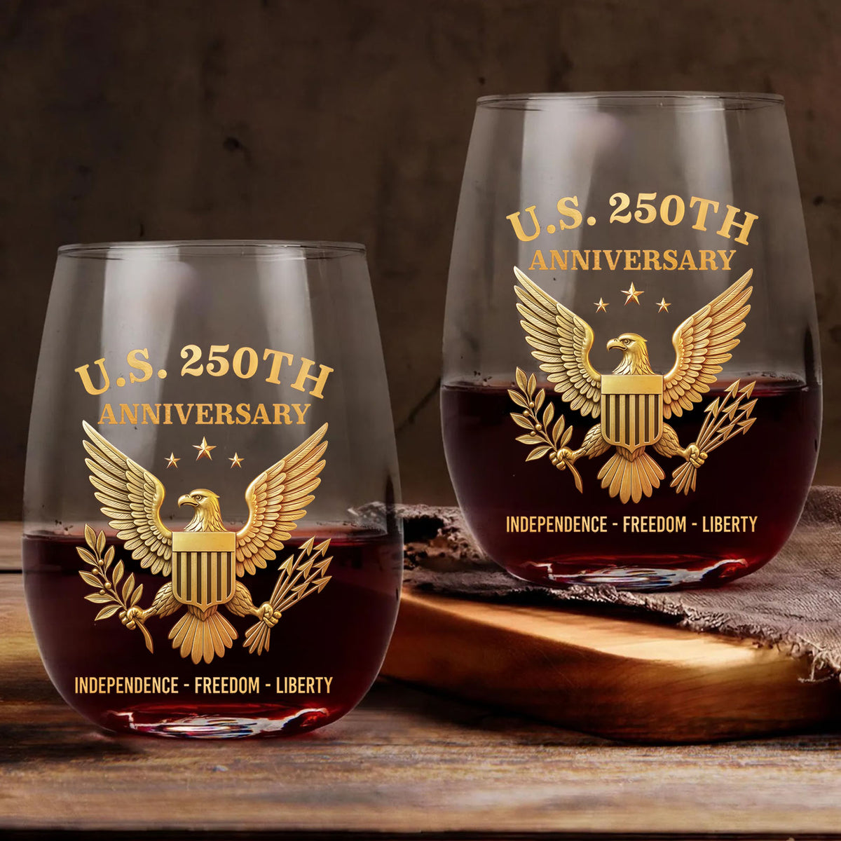 U.S. 250 Years Anniversary Wine Glass | Patriotic 4th of July Glass | Happy 250th Birthday America | Independence Day Gift 682714