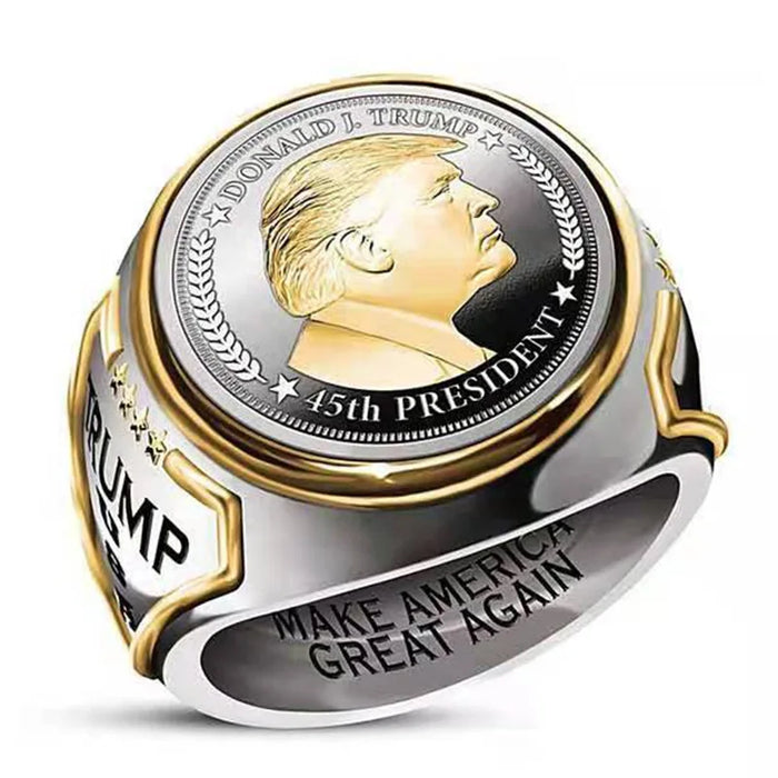 Cheap Ring Fashion USA President Trump Ring Most Recent Jewelry Silver Gold Color American President Men'S Cool Biker Ring