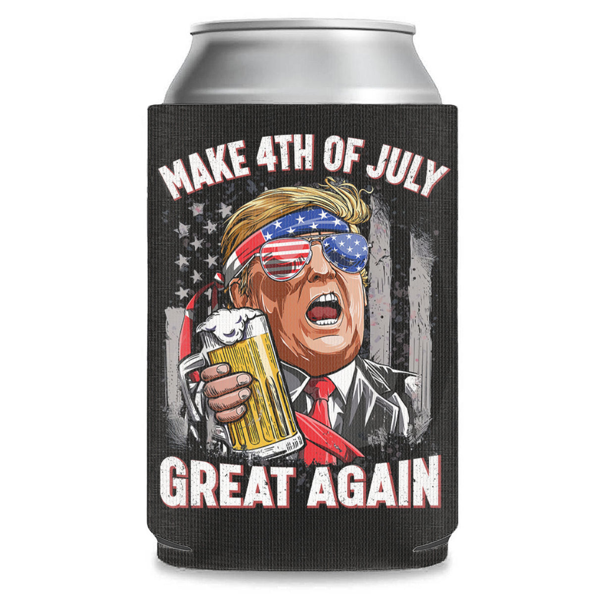 Make 4th Of July Great Again Can Cooler | President Trump Can Holder | MAGA Can Sleeve For Drinks 682458 - GOP